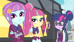 Size: 1074x604 | Tagged: safe, screencap, sci-twi, sour sweet, sunny flare, twilight sparkle, equestria girls, g4, my little pony equestria girls: friendship games, magic capture device