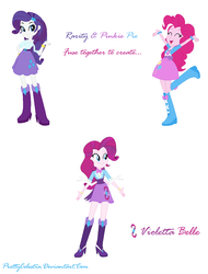Size: 1008x1326 | Tagged: safe, artist:prettycelestia, pinkie pie, rarity, oc, oc:violetta belle, equestria girls, g4, balloon, boots, bracelet, clothes, fusion, fusion:pinkie pie, fusion:raripie, fusion:rarity, high heel boots, jewelry, multiple arms, multiple limbs, skirt