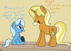 Size: 1400x1000 | Tagged: safe, artist:spritepony, idw, sunflower spectacle, trixie, pony, unicorn, ursa minor, g4, spoiler:comic, spoiler:comic40, cute, diatrixes, female, filly, filly trixie, foal, like mother like daughter, like parent like child, mare, mother and daughter, plushie, ursa plush, young, younger