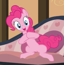 Size: 447x448 | Tagged: safe, screencap, pinkie pie, earth pony, pony, g4, pinkie apple pie, season 4, amused, animated, clapping, couch, cute, diapinkes, female, gif, looking at you, mare, open mouth, sitting, smiling, smiling at you, solo, underhoof, wide eyes