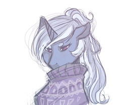 Size: 1280x1069 | Tagged: safe, artist:mscootaloo, trixie, pony, unicorn, g4, asksketchytrixie, clothes, female, mare, solo, sweater