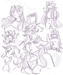 Size: 1280x1537 | Tagged: safe, artist:mscootaloo, trixie, anthro, g4, asksketchytrixie, drink, female, monochrome, sketch, sketch dump, solo
