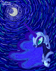 Size: 1024x1297 | Tagged: safe, artist:wolfram-and-hart, nightmare moon, g4, female, painting, solo