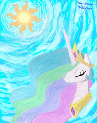 Size: 1024x1297 | Tagged: safe, artist:wolfram-and-hart, princess celestia, g4, female, painting, solo, sun