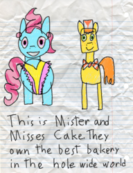 Size: 600x780 | Tagged: safe, artist:fonypan, artist:sweetie belle, carrot cake, cup cake, g4, lined paper, stylistic suck, sweetie's jurnal