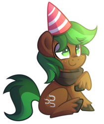 Size: 1748x2078 | Tagged: safe, artist:drawntildawn, oc, oc only, oc:jaeger sylva, hat, party hat, solo