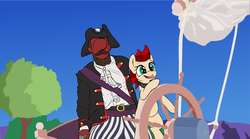 Size: 1974x1100 | Tagged: safe, artist:coinpo, oc, oc only, oc:anon, oc:red pone (8chan), human, /pone/, 8chan, clothes, lazytown, pirate, scarf