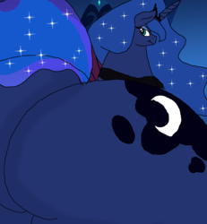 Size: 1184x1280 | Tagged: safe, artist:fatponelover, princess luna, g4, butt, fat, female, huge butt, impossibly large butt, large butt, looking back, obese, plot, solo, the ass was fat