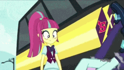 Size: 480x270 | Tagged: safe, screencap, sci-twi, sour sweet, sunny flare, twilight sparkle, equestria girls, g4, my little pony equestria girls: friendship games, animated, bus, discovery family logo, earthquake, female, out of context