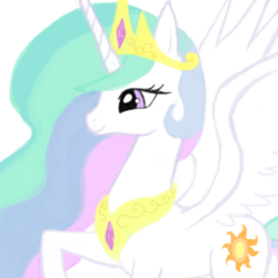 Size: 540x540 | Tagged: safe, artist:kokona, princess celestia, alicorn, pony, g4, female, mare, raised hoof, solo