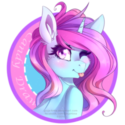 Size: 2329x2329 | Tagged: safe, artist:ginja-hime, oc, oc only, oc:candy draw, high res, solo, tongue out, wink