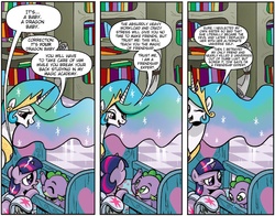 Size: 1301x1019 | Tagged: safe, edit, idw, princess celestia, spike, twilight sparkle, g4, spoiler:comic, spoiler:comic40, celestia hate, comic drama