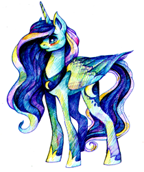 Size: 1174x1396 | Tagged: safe, artist:ink_architect, princess luna, alicorn, pony, g4, female, mare, simple background, solo, traditional art, white background
