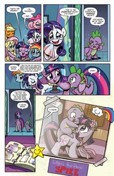 Size: 1400x2154 | Tagged: safe, edit, idw, applejack, fluttershy, pinkie pie, rainbow dash, rarity, spike, twilight sparkle, alicorn, dragon, pony, g4, spoiler:comic, spoiler:comic40, butt, comic drama, crying, female, idw drama, mane seven, mane six, mare, open mouth, plot, tears of joy, twilight sparkle (alicorn)