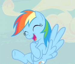 Size: 847x720 | Tagged: safe, screencap, rainbow dash, pegasus, pony, g4, season 5, the cutie map, animated, cute, dashabetes, female, in our town, laughing, mare, solo