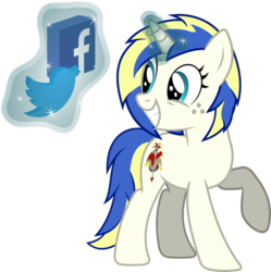 Size: 750x754 | Tagged: source needed, safe, artist:lumorn, oc, oc only, oc:cinnamon cider, pony, unicorn, facebook, food, hat, jester hat, levitation, magic, male, meta, simple background, smiling, social media, solo, sprinkles, telekinesis, transparent background, trap, twitter