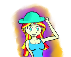 Size: 1280x1024 | Tagged: artist needed, safe, sunset shimmer, equestria girls, g4, female, hat, solo