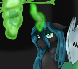 Size: 6100x5400 | Tagged: safe, artist:moonylover12, queen chrysalis, changeling, changeling queen, g4, absurd resolution, cocoon, female, glowing, glowing horn, horn