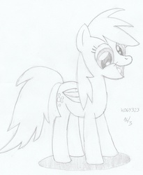 Size: 1984x2416 | Tagged: safe, artist:kogy323, derpy hooves, pegasus, pony, g4, female, mare, monochrome, pencil drawing, solo, traditional art