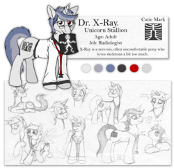 Size: 1280x1237 | Tagged: safe, artist:aisu-isme, oc, oc only, oc:dr. x-ray, ask the creepy ponies, doctor, reference sheet