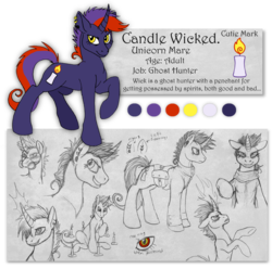 Size: 1280x1271 | Tagged: safe, artist:aisu-isme, oc, oc only, oc:candle wicked, ask the creepy ponies, possessed, reference sheet