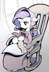 Size: 1024x1497 | Tagged: safe, artist:skippy_the_moon, rarity, g4, clothes, female, knitting, scarf, solo