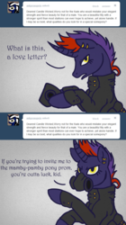 Size: 700x1248 | Tagged: safe, artist:aisu-isme, oc, oc only, oc:candle wicked, ask the creepy ponies, gas mask, pony prom