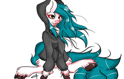 Size: 1200x768 | Tagged: safe, artist:rednorth, oc, oc only, oc:red-north, pony, albino, clothes, hoodie, simple background, solo, unshorn fetlocks, white background