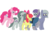 Size: 2592x1936 | Tagged: safe, artist:squipycheetah, apple bloom, boulder (g4), limestone pie, marble pie, maud pie, pinkie pie, earth pony, pony, crusaders of the lost mark, g4, hearthbreakers, alternate cutie mark, alternate hairstyle, apple, apple bloom's bow, belt, bouncing, bracelet, clothes, cute, cutie mark, eyes closed, floppy ears, food, happy, hopping, jacket, looking back, looking down, marblebetes, maudabetes, one eye closed, open mouth, raised hoof, simple background, sisters, smiling, teeth, the cmc's cutie marks, transparent background, vector, walking, zap apple