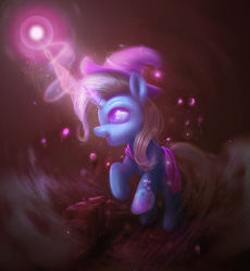 Size: 3442x3736 | Tagged: safe, artist:lmgchikess, trixie, pony, unicorn, g4, female, glowing horn, high res, horn, magic, mare, solo