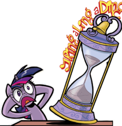 Size: 734x755 | Tagged: safe, artist:brenda hickey, idw, twilight sparkle, g4, spoiler:comic, clock, female, filly, filly twilight sparkle, hourglass, simple background, solo, transparent background