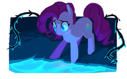 Size: 1280x798 | Tagged: dead source, safe, artist:napstachill, pinkie pie, earth pony, pony, g4, my little pony: friendship is magic, too many pinkie pies, :c, cave, cave pool, female, frown, mirror pool, solo