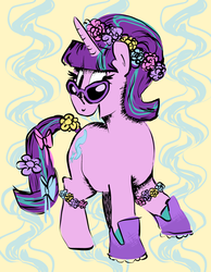 Size: 1280x1646 | Tagged: safe, artist:limestonepie, starlight glimmer, g4, female, flower, solo, sunglasses