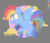 Size: 1000x861 | Tagged: safe, artist:inzergue, rainbow dash, g4, cloud, female, flying, looking back, open mouth, signature, solo