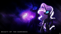 Size: 1920x1080 | Tagged: safe, artist:fillynix-artz, artist:jeatz-axl, nightmare rarity, rarity, g4, dark, double, flowing mane, galaxy, milky way galaxy, nebula, space, stars, text, vector, wallpaper