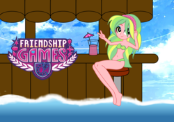 Size: 8500x6000 | Tagged: safe, artist:animekid0839, lemon zest, equestria girls, g4, my little pony equestria girls: friendship games, absurd resolution, belly button, bikini, clothes, female, green swimsuit, solo, swimsuit, wave pool