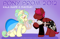 Size: 950x625 | Tagged: safe, artist:aisu-isme, oc, oc only, oc:kala marie, oc:sukisuki, squid, ask the creepy ponies, clothes, dress, pony prom, tentacles