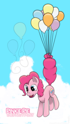 Size: 1440x2560 | Tagged: safe, artist:bluesparkks, pinkie pie, g4, balloon, female, solo, then watch her balloons lift her up to the sky