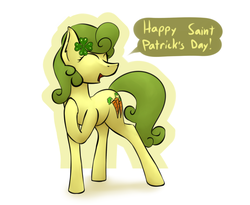 Size: 1990x1633 | Tagged: safe, artist:marsminer, carrot top, golden harvest, g4, dialogue, female, green hair, saint patrick's day, solo
