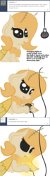 Size: 1000x3500 | Tagged: safe, artist:finnanon, oc, oc only, oc:sweet silk, mothpony, original species, :p, ask, dilated pupils, drool, eyes on the prize, frown, hoof hold, lightbulb, nose wrinkle, open mouth, smiling, sparkles, tongue out, tumblr