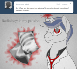 Size: 700x625 | Tagged: safe, artist:aisu-isme, oc, oc only, oc:dr. x-ray, ask the creepy ponies, glasses, radiograph, x-ray, x-ray picture