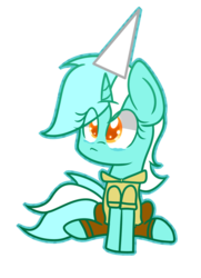 Size: 760x1051 | Tagged: dead source, safe, artist:artypaints, lyra heartstrings, pony, unicorn, g4, clothes, crying, dunce hat, female, hat, sad, sitting, solo