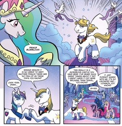 Size: 864x896 | Tagged: safe, artist:tony fleecs, idw, amethyst stone, prince blueblood, princess cadance, princess celestia, princess luna, shining armor, twilight sparkle, alicorn, dove, pony, unicorn, friends forever #26, g4, my little pony: friends forever, spoiler:comic, alicorn tetrarchy, female, male, mare, stallion, twilight sparkle (alicorn)