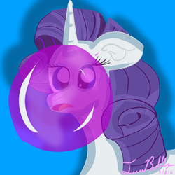 Size: 800x800 | Tagged: safe, artist:twibubblegum, rarity, g4, bubble, bubblegum, female, food, solo