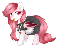 Size: 3255x2559 | Tagged: safe, artist:scarlet-spectrum, oc, oc only, oc:aria, bat pony, pony, clothes, high res, maid, simple background, solo, transparent background