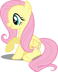 Size: 3000x3668 | Tagged: safe, artist:dashiesparkle, artist:hawk9mm, fluttershy, pony, a bird in the hoof, g4, .svg available, cute, female, high res, ponyscape, raised hoof, shyabetes, simple background, sitting, solo, transparent background, vector