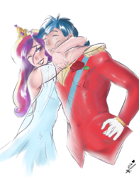 Size: 4400x5600 | Tagged: safe, artist:mrscurlystyles, princess cadance, shining armor, human, g4, absurd resolution, female, hug, humanized, husband and wife, male, ship:shiningcadance, shipping, straight