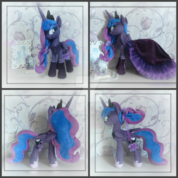 Size: 1024x1024 | Tagged: safe, artist:evaangellove, princess luna, g4, clothes, dress, hair bow, irl, photo, plushie, ponytail, socks, solo, watermark