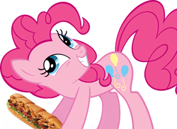 Size: 1135x832 | Tagged: safe, pinkie pie, g4, context is for the weak, female, food, interpretation, sandwich, smiling, solo, vector