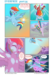 Size: 1600x2262 | Tagged: safe, artist:jeremy3, rainbow dash, twilight sparkle, alicorn, pony, comic:everfree, g4, armpits, comic, female, mare, sonic rainboom, twilight sparkle (alicorn)